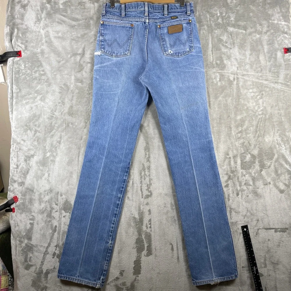 Vintage Wrangler Jeans Mens 32x36 Whisker Fade Distressed Made in USA 936DEN